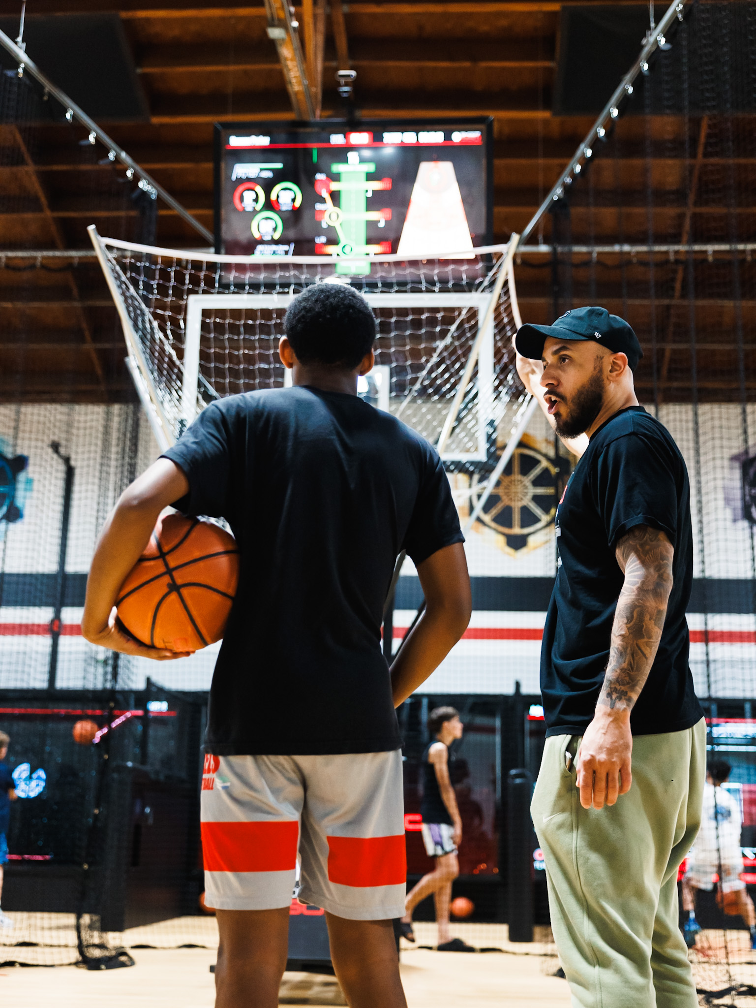Shoot 360 technology interface showing basketball shooting accuracy and performance analytics.