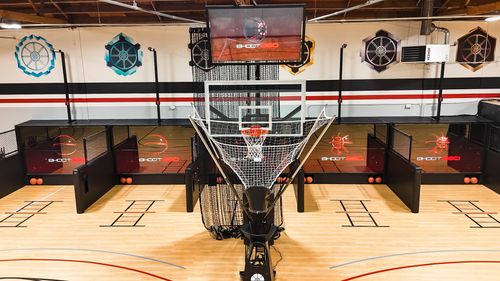 Spacious basketball court available for private rentals at Shoot 360 San Mateo, perfect for teams and events.