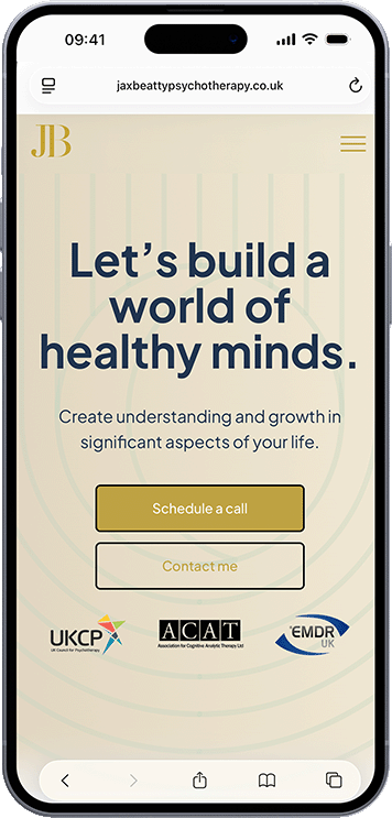Iphone mockup of Jax Beatty Psycotherapy