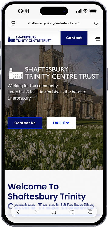 Iphone mockup of Shaftesbury Trinity Centre