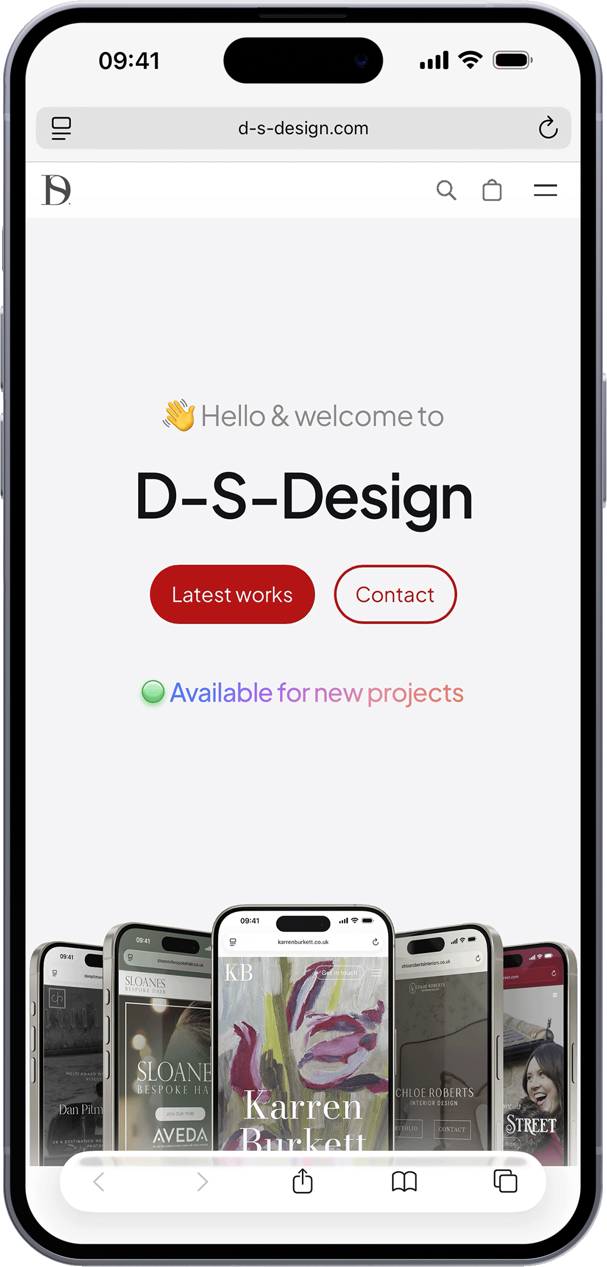 A website mockup in an iphone