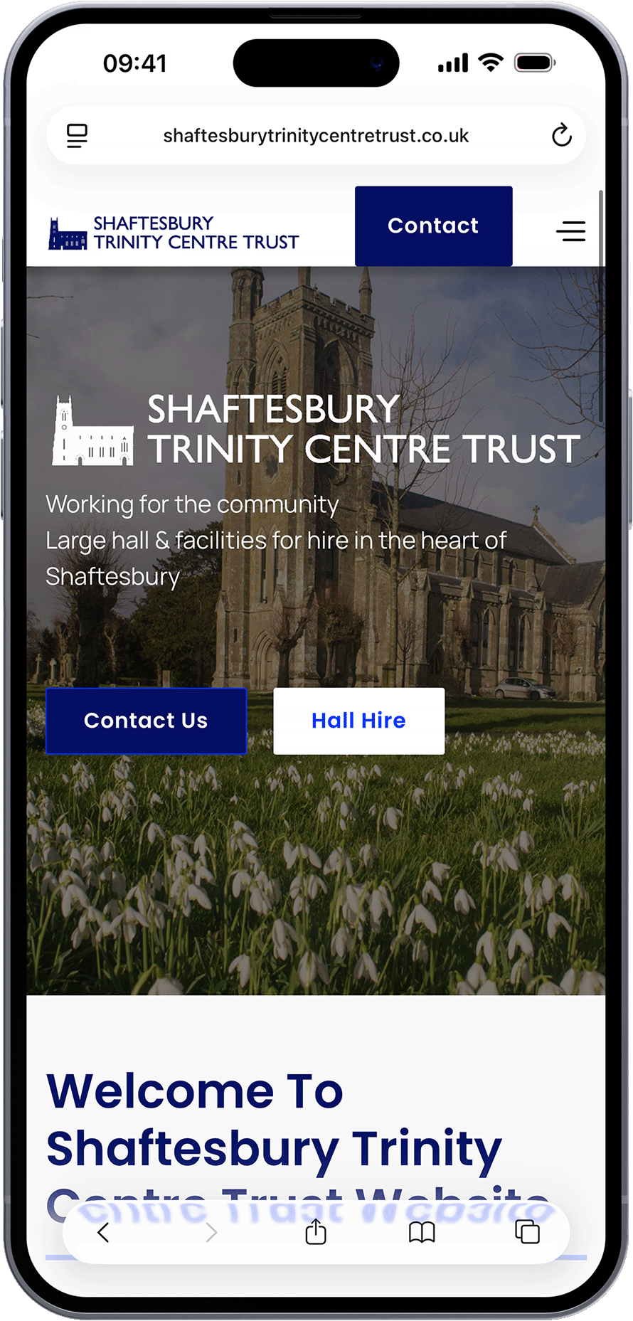 A website mockup in an iphone