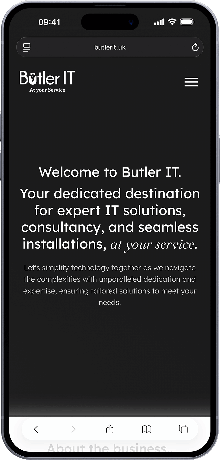 A website mockup in an iphone