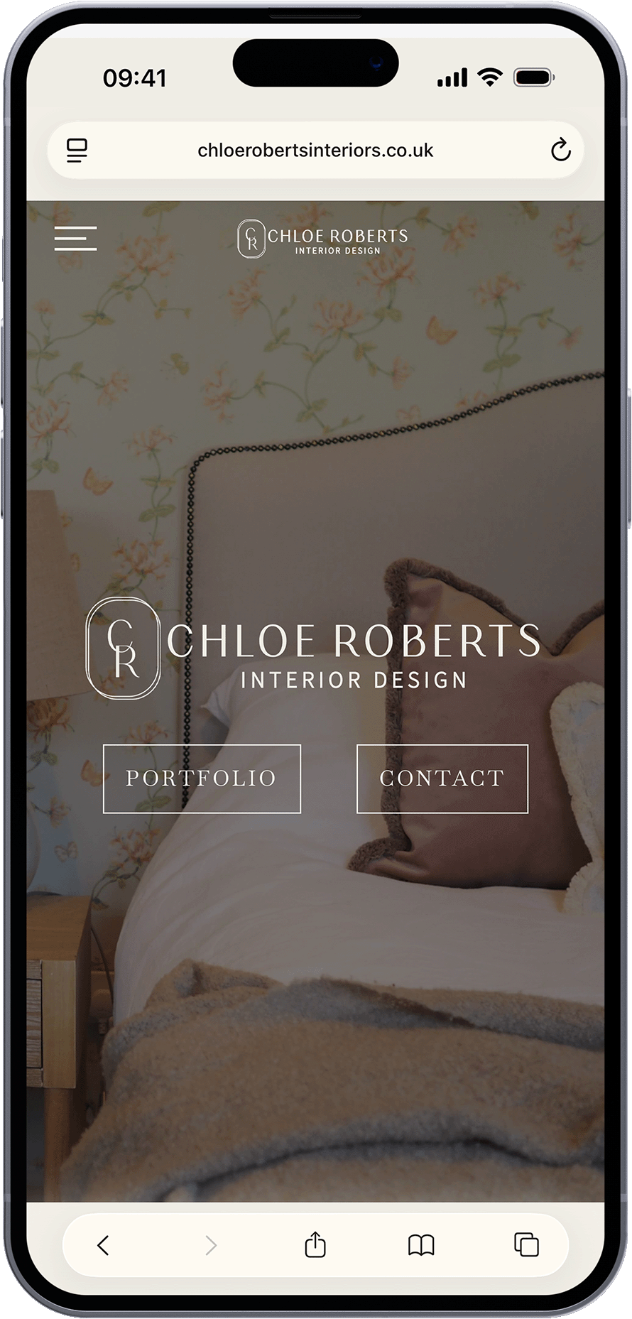 A website mockup in an iphone