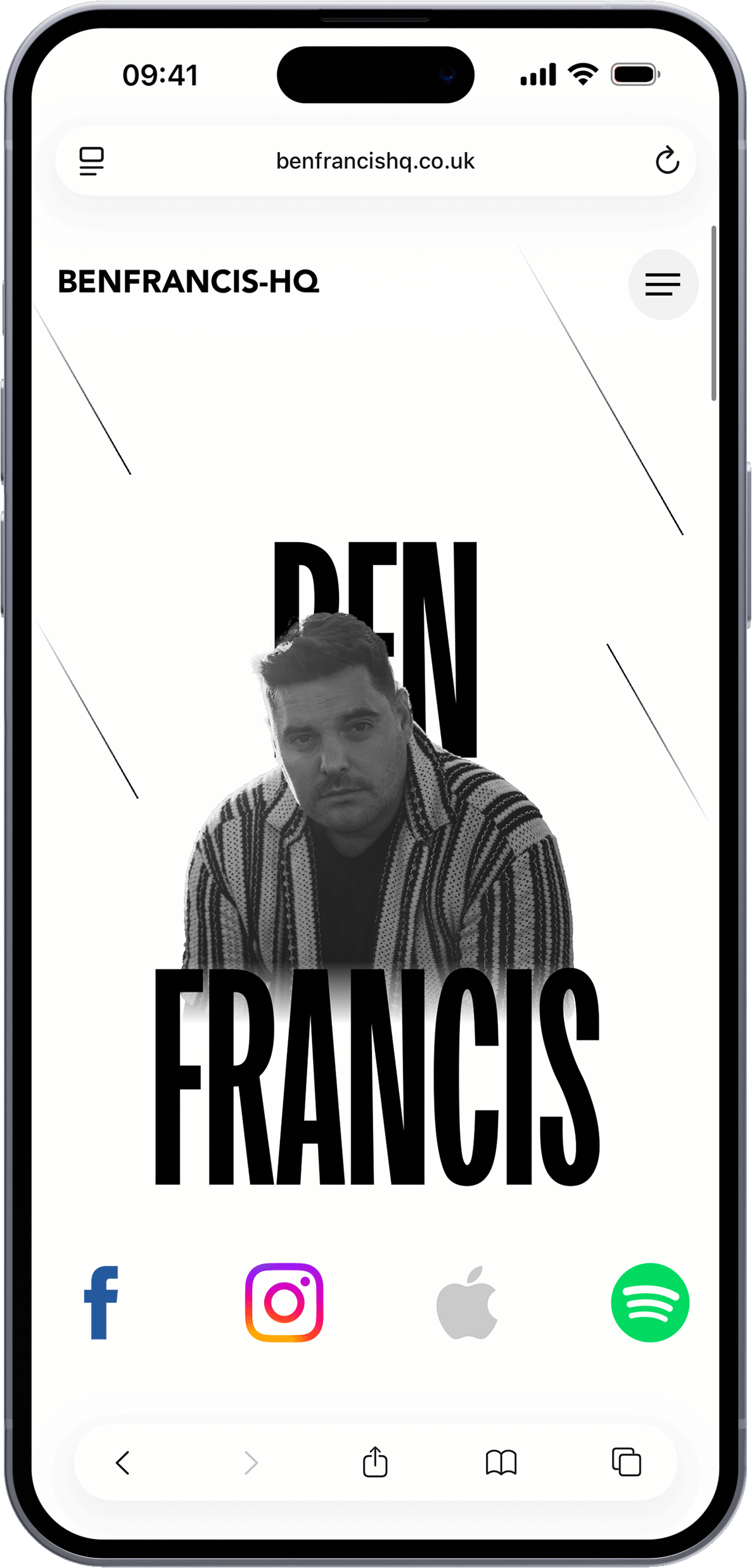 A website mockup in an iphone