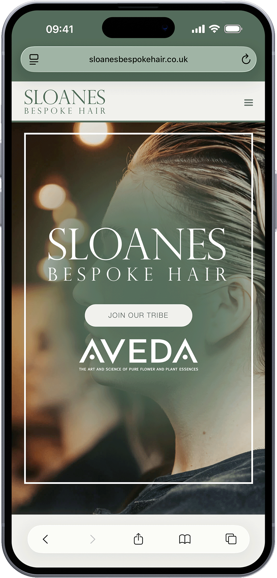 A website mockup in an iphone