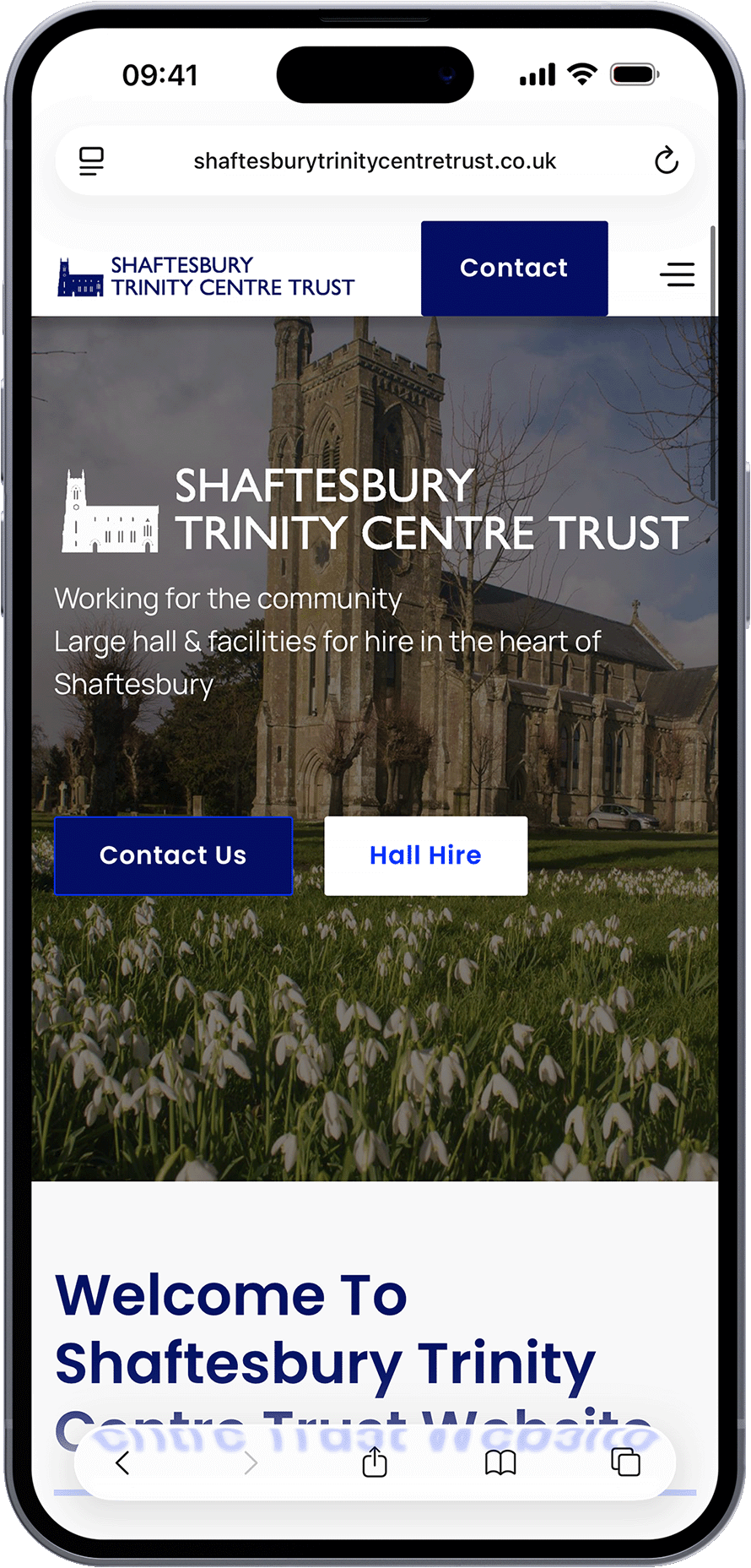 A website mockup in an iphone