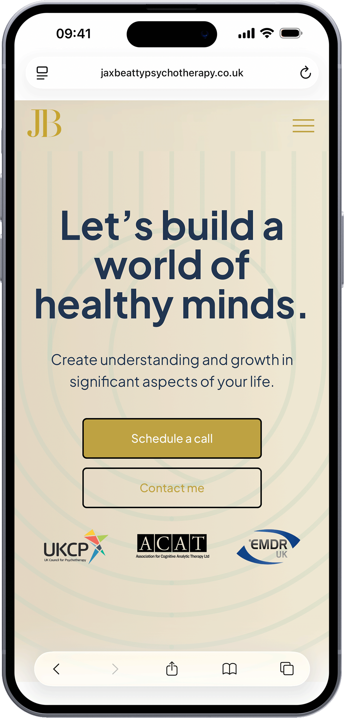 A website mockup in an iphone