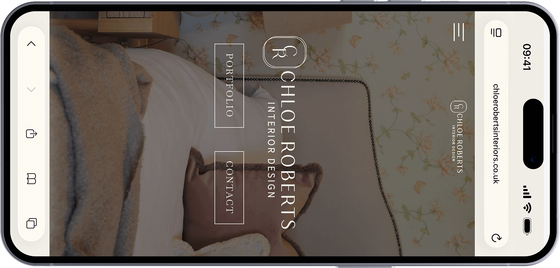 A website mockup in an iphone