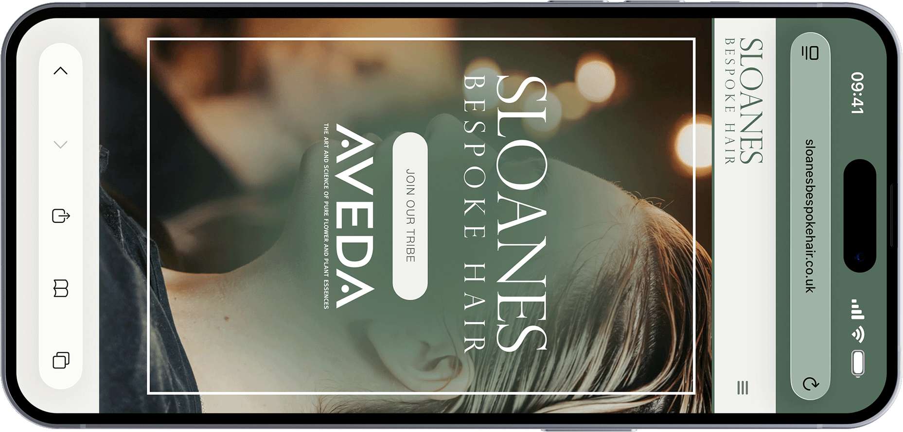 A website mockup in an iphone