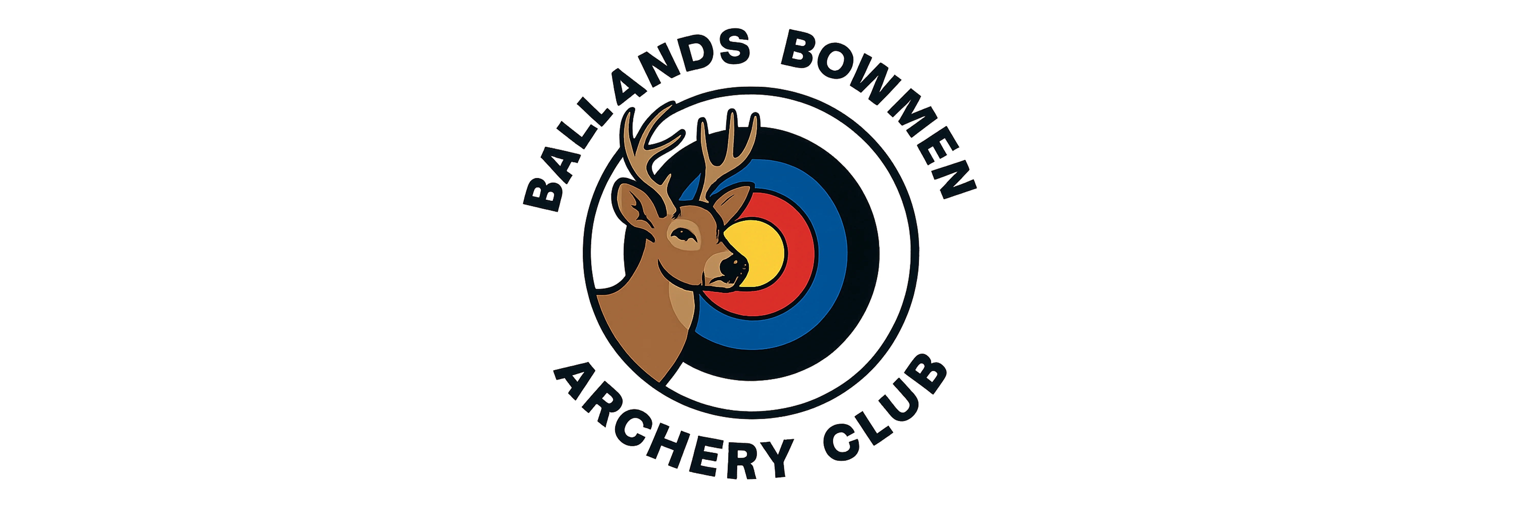 Logo of Ballands Bowmen Archery Club featuring a stag head in front of a multi-coloured archery target.