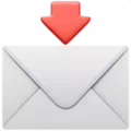 White envelope with a red downward arrow above it.