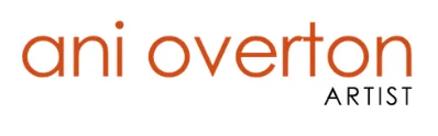 Logo with the name 'ani overton' in lowercase orange letters and the word 'ARTIST' in uppercase black letters underneath on the right.