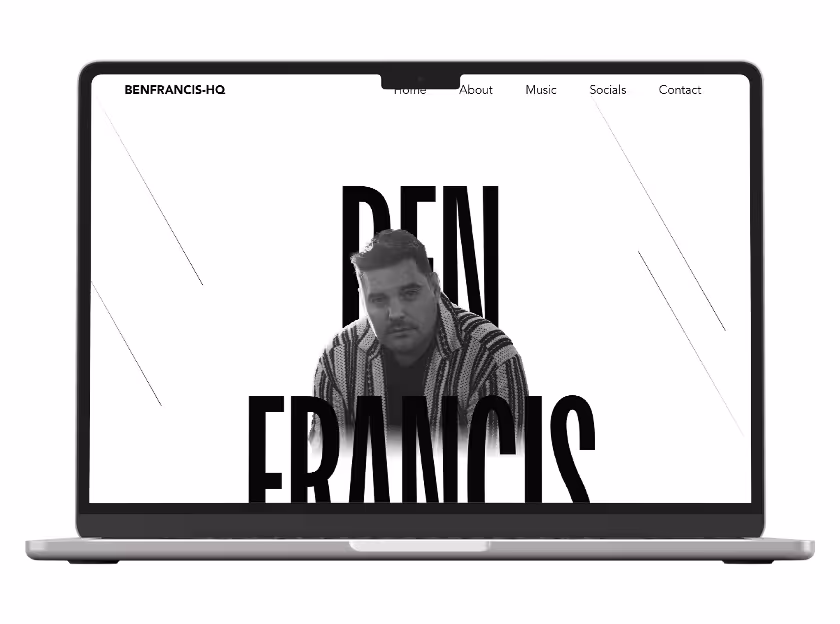 Mockup of the website of Ben Francis HQ