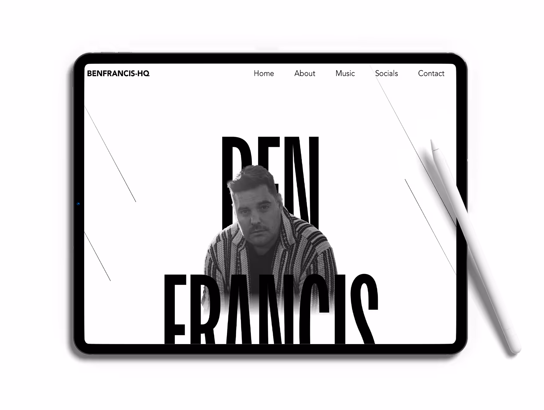 Mockup of the website of Ben Francis HQ