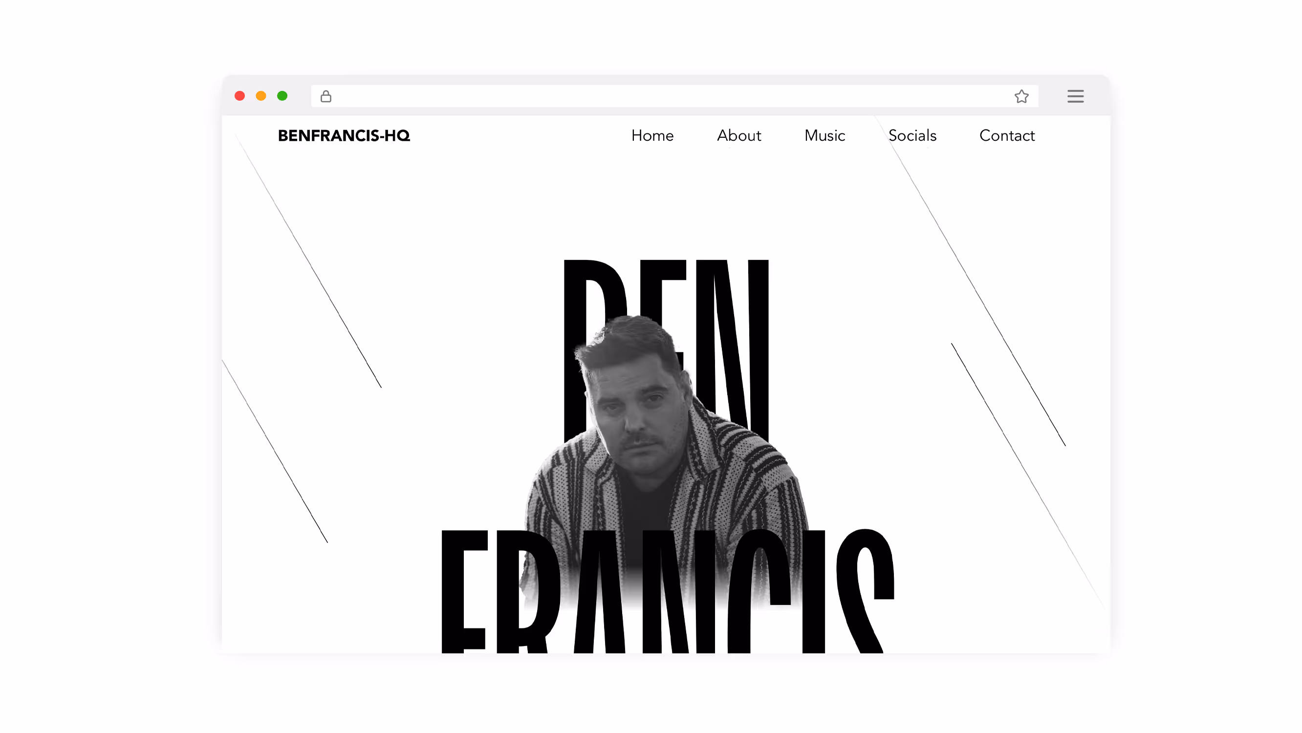 Mockup of the website of Ben Francis HQ