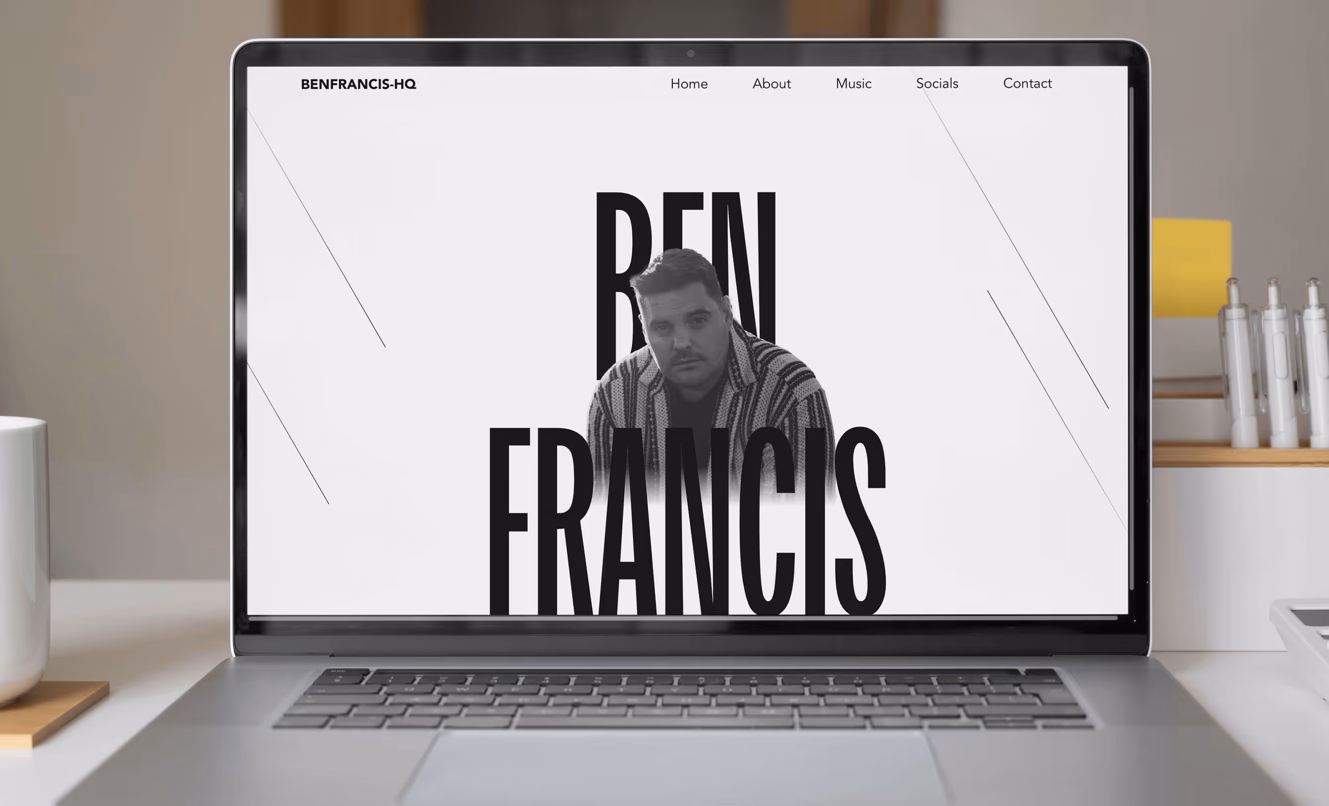 Mockup of the website of Ben Francis HQ