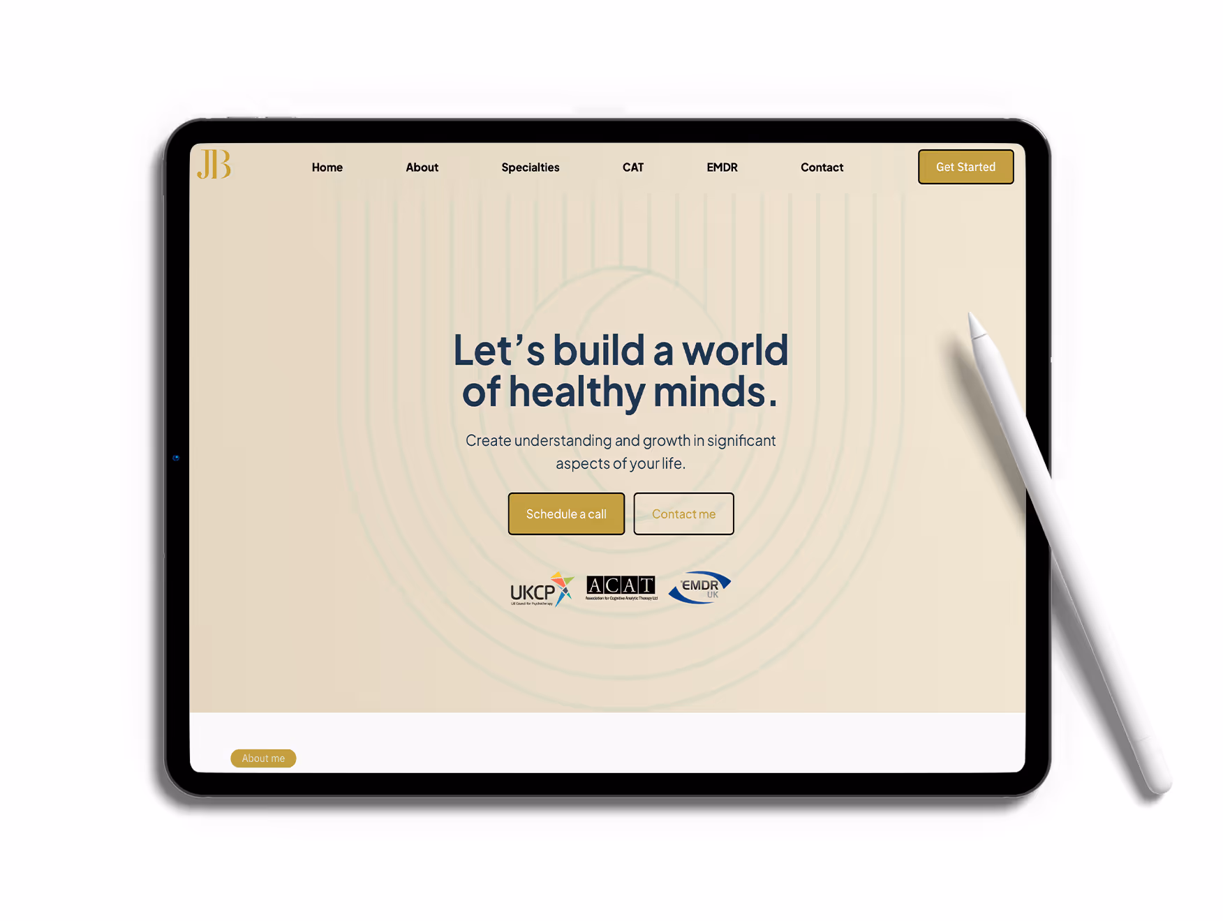 Mockup of the website of Jax Beatty