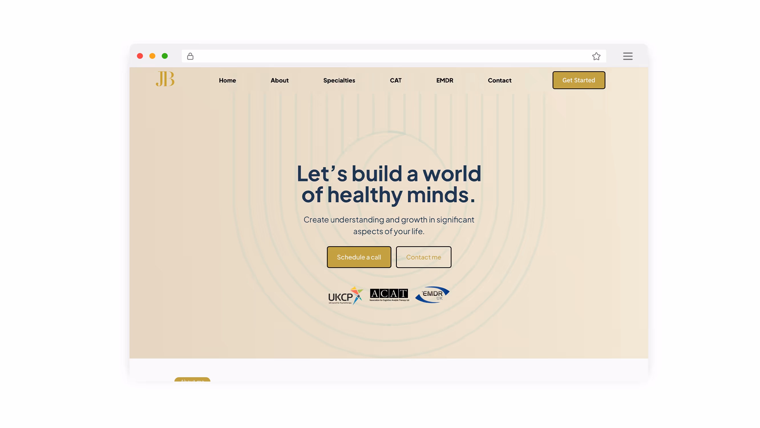 Mockup of the website of Jax Beatty