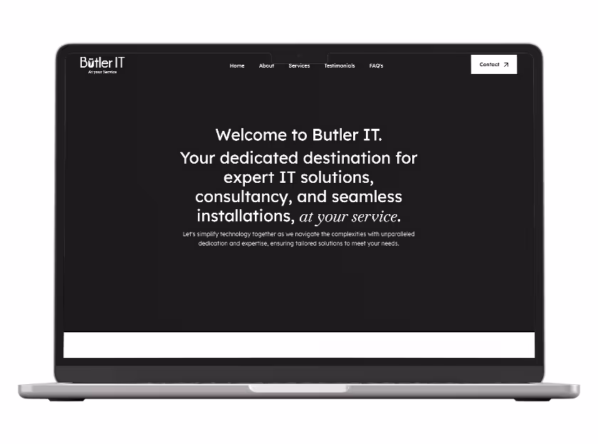 Mockup of the website of Butler IT