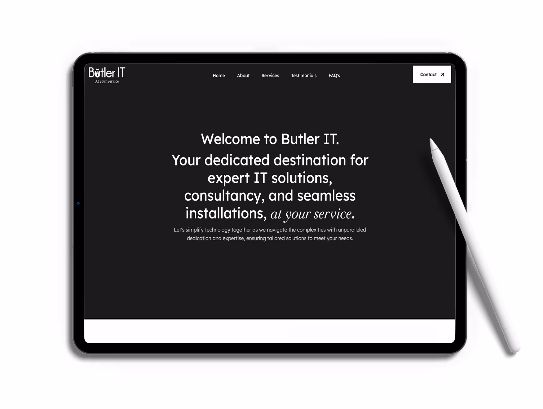 Mockup of the website of Butler IT
