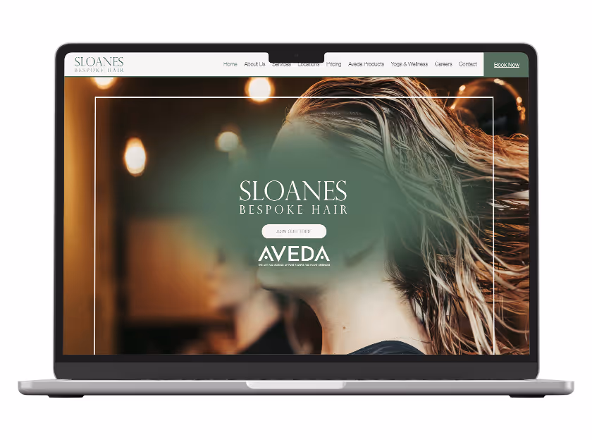 Mockup of the website of Sloanes Bespoke Hair