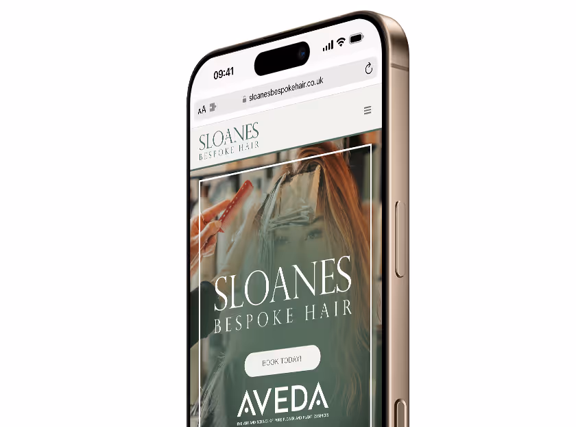 Mockup of the website of Sloanes Bespoke Hair