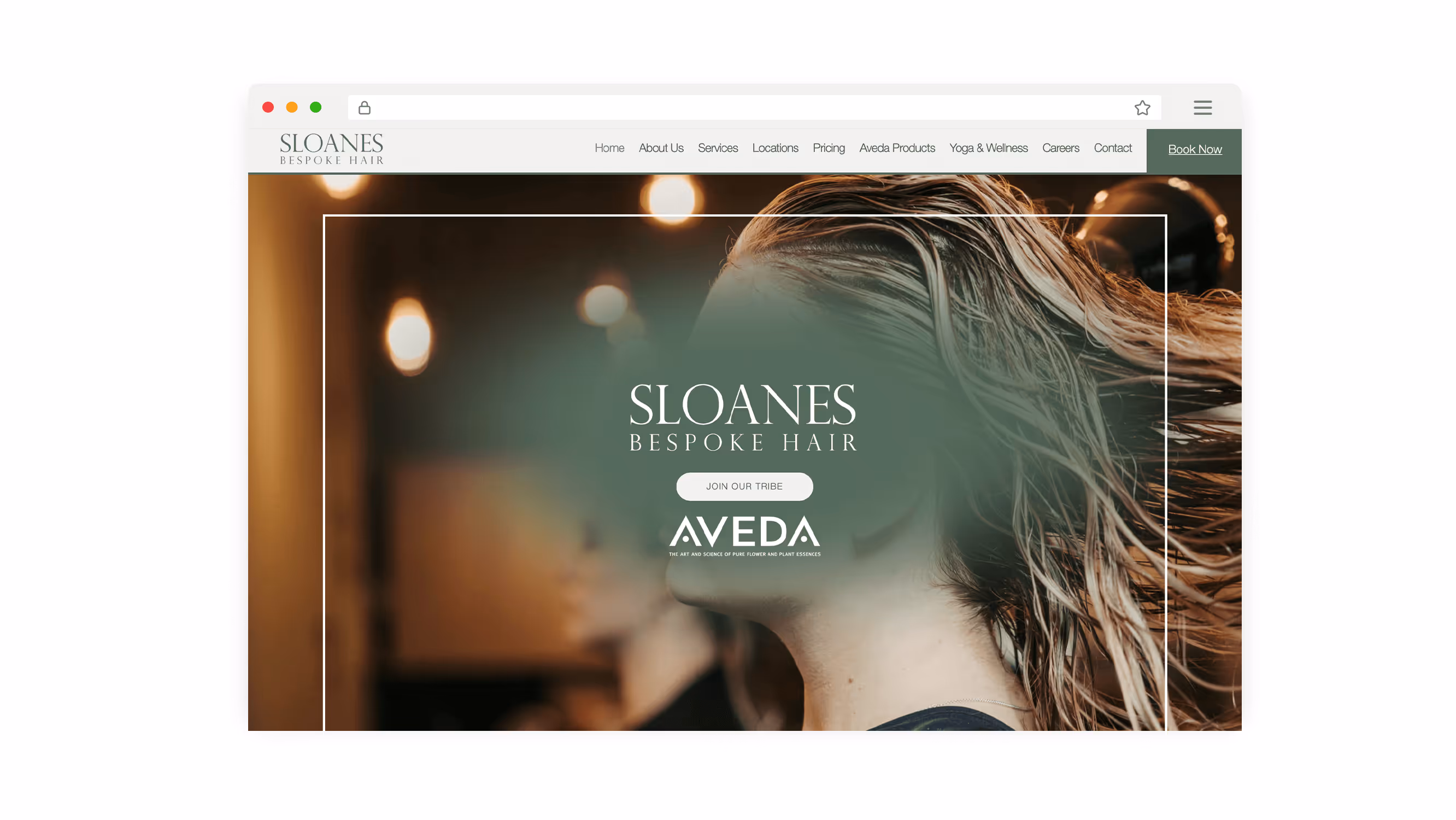 Mockup of the website of Sloanes Bespoke Hair