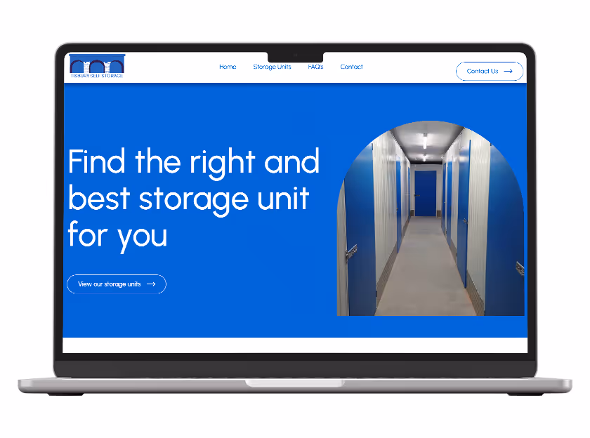 Mockup of the website of Tisbury self storage