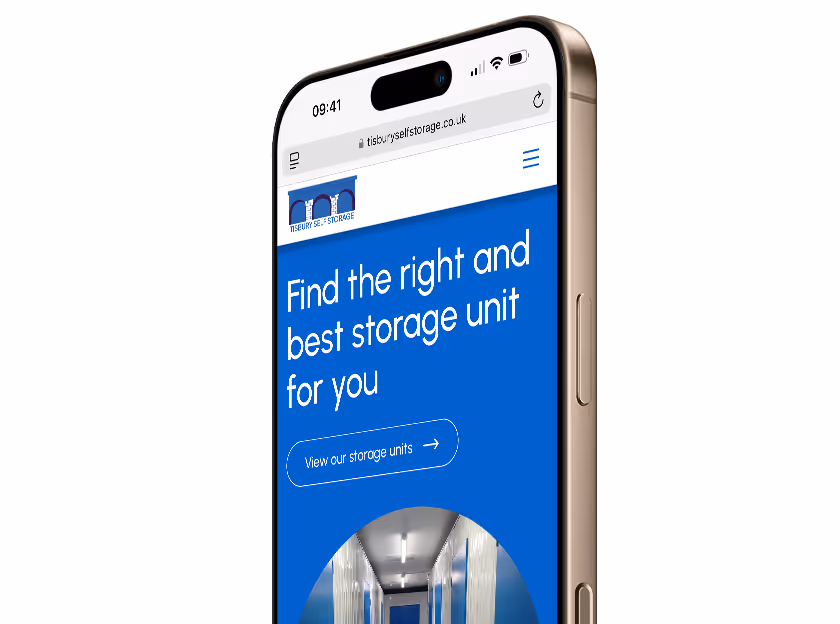 Mockup of the website of Tisbury self storage