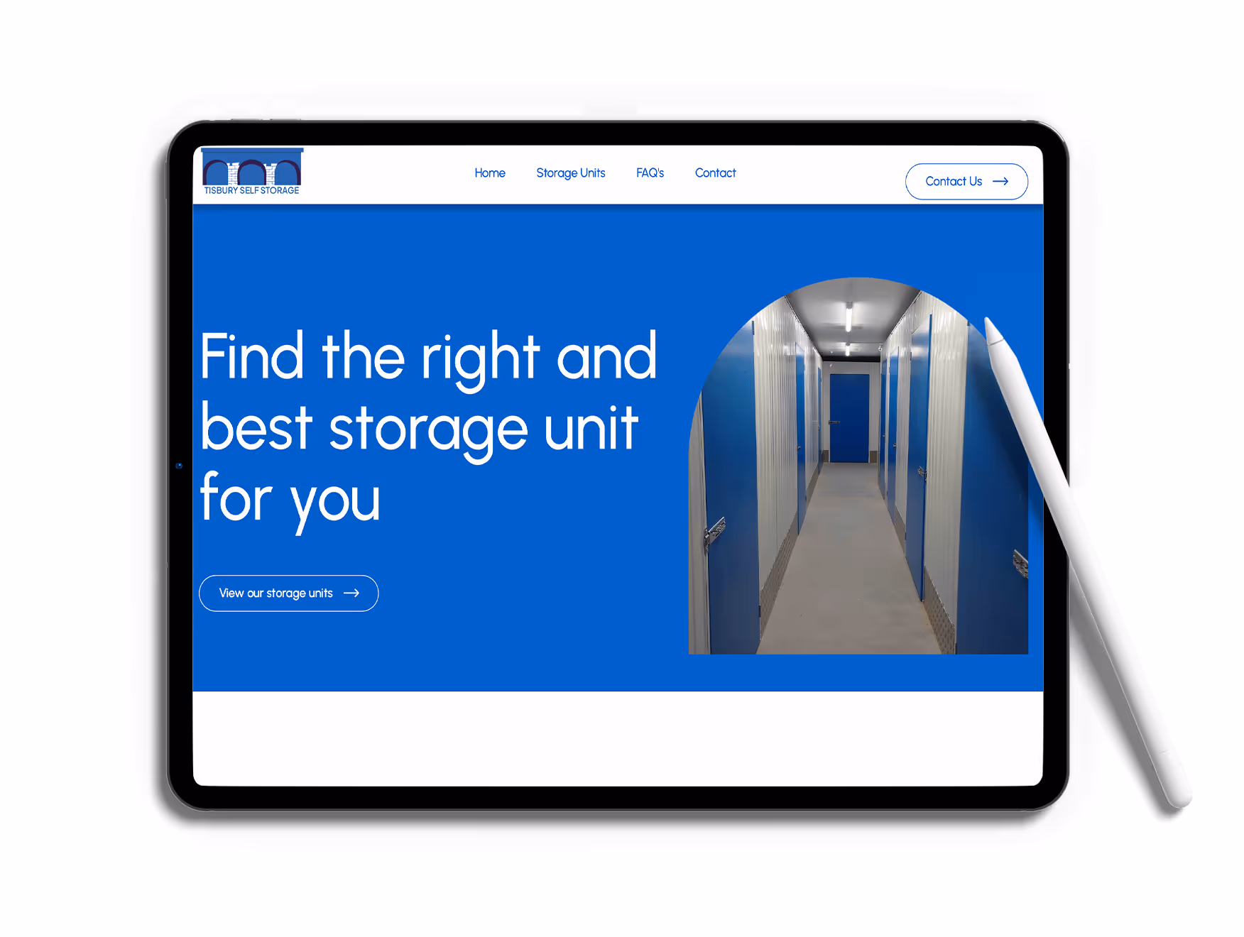 Mockup of the website of Tisbury self storage