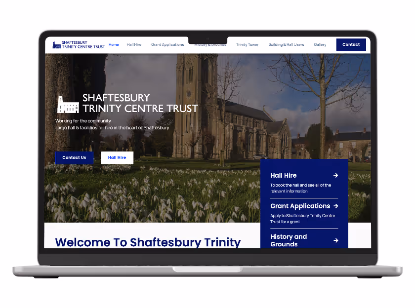 Mockup of the website of Shaftesbury Trinity Centre