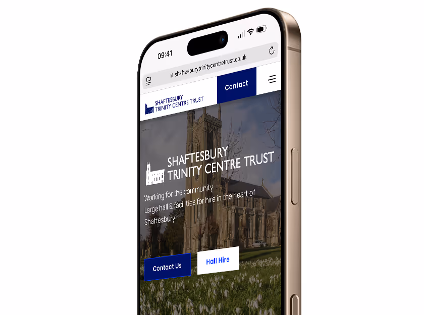 Mockup of the website of Shaftesbury Trinity Centre