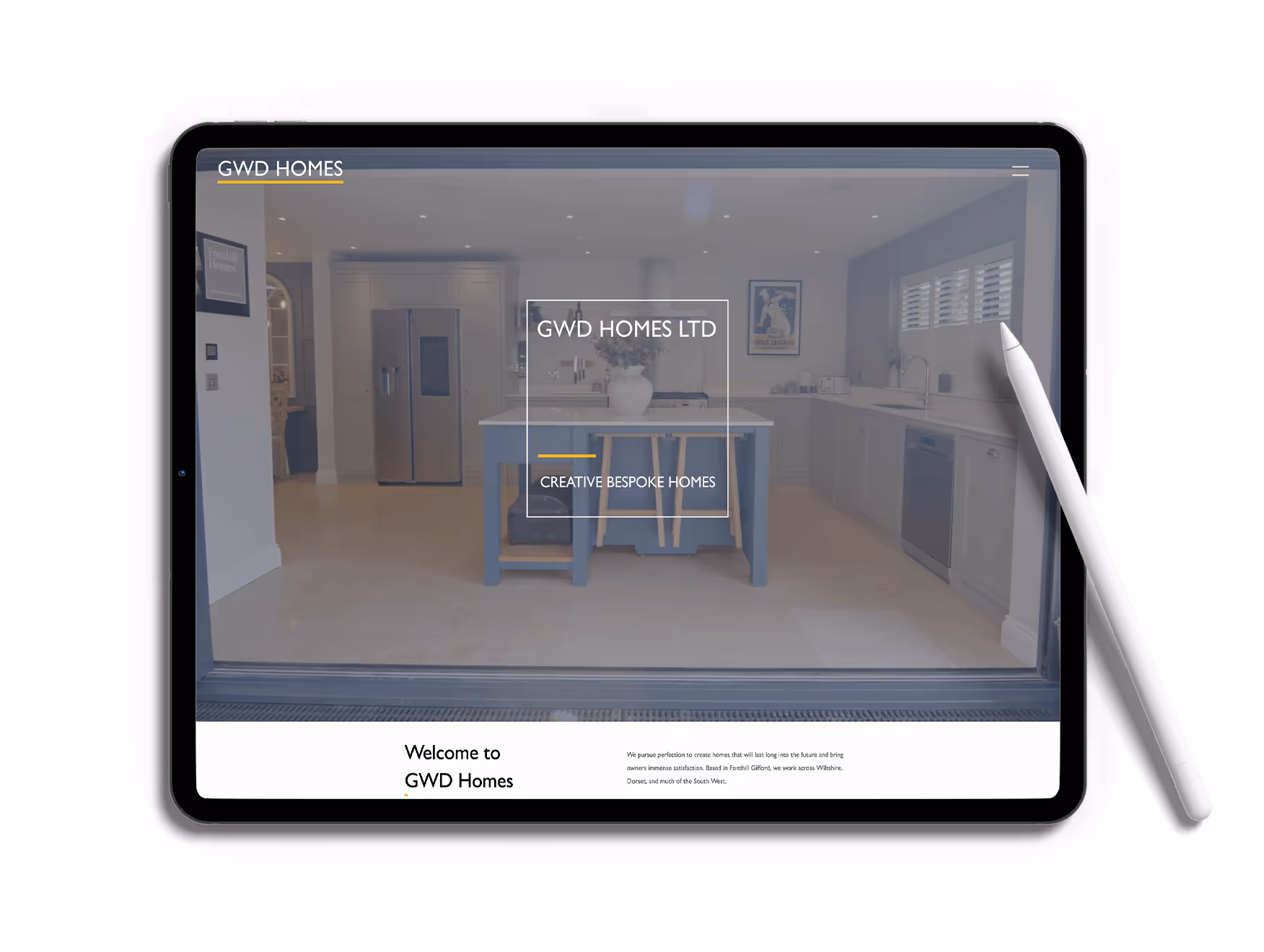 Mockup of the website of GWD Homes