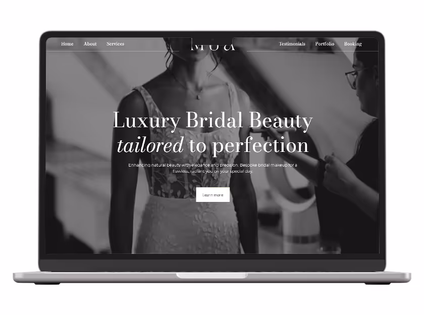 Mockup of the website of JF Bridal Makeup