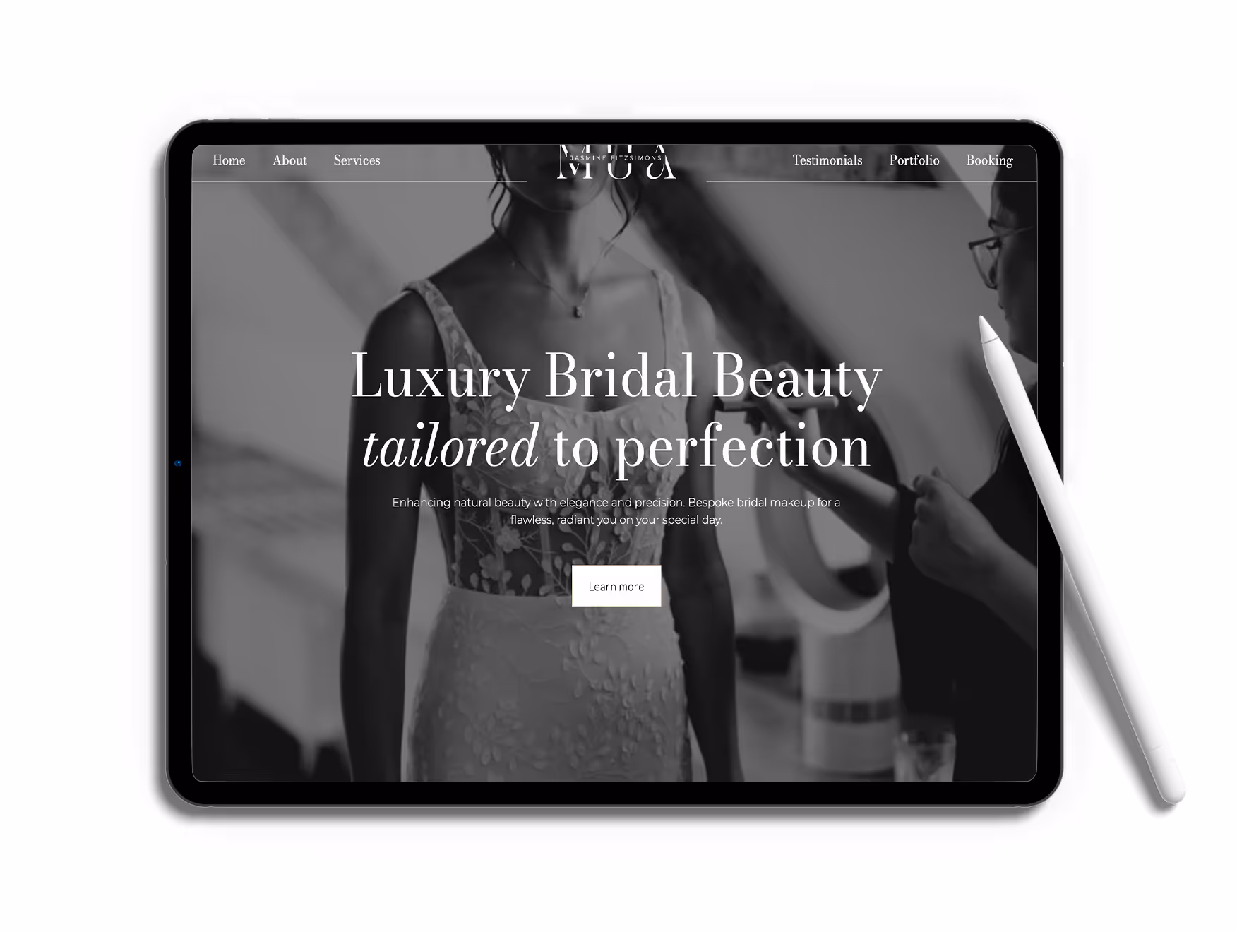 Mockup of the website of JF Bridal Makeup