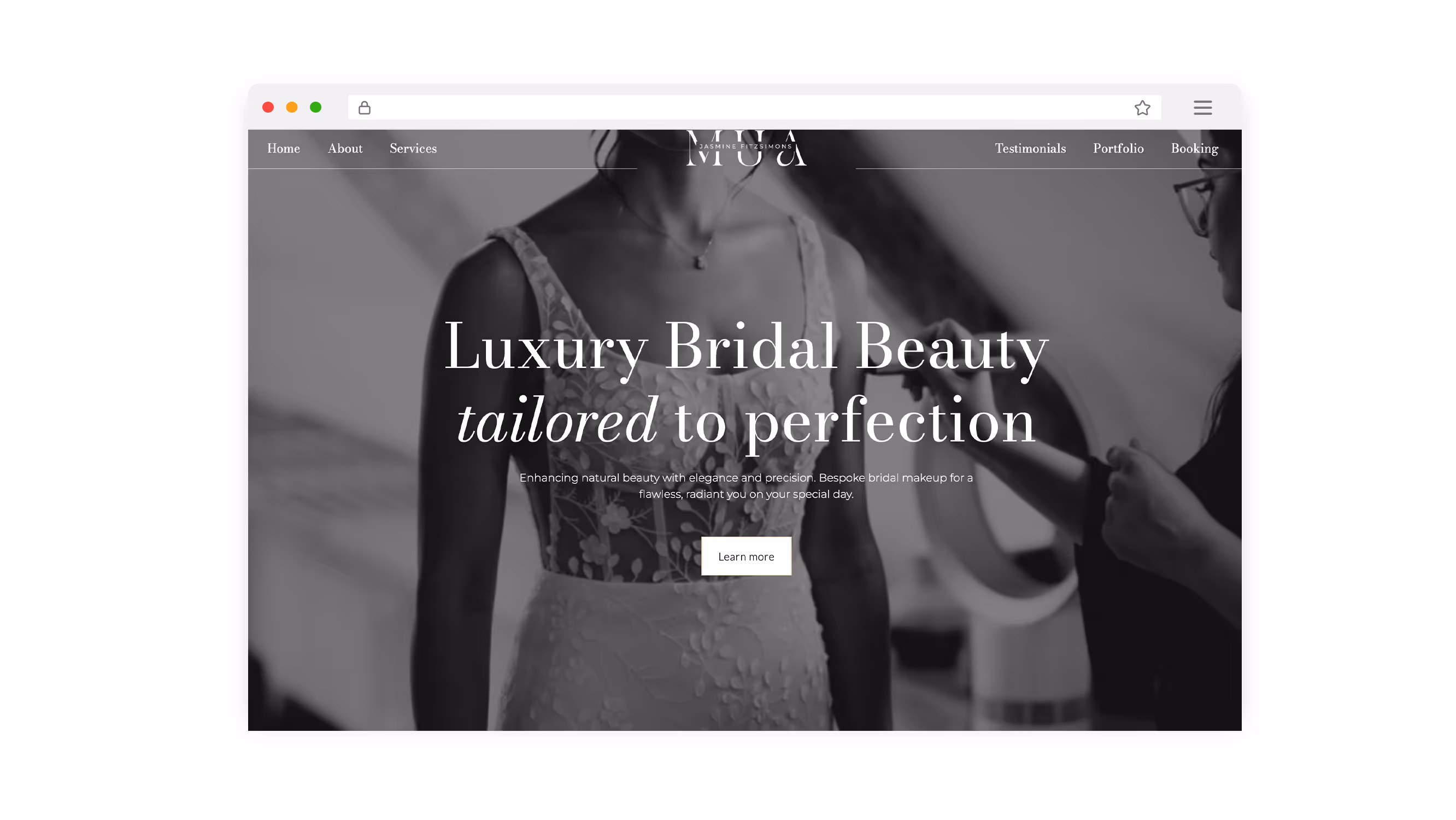 Mockup of the website of JF Bridal Makeup