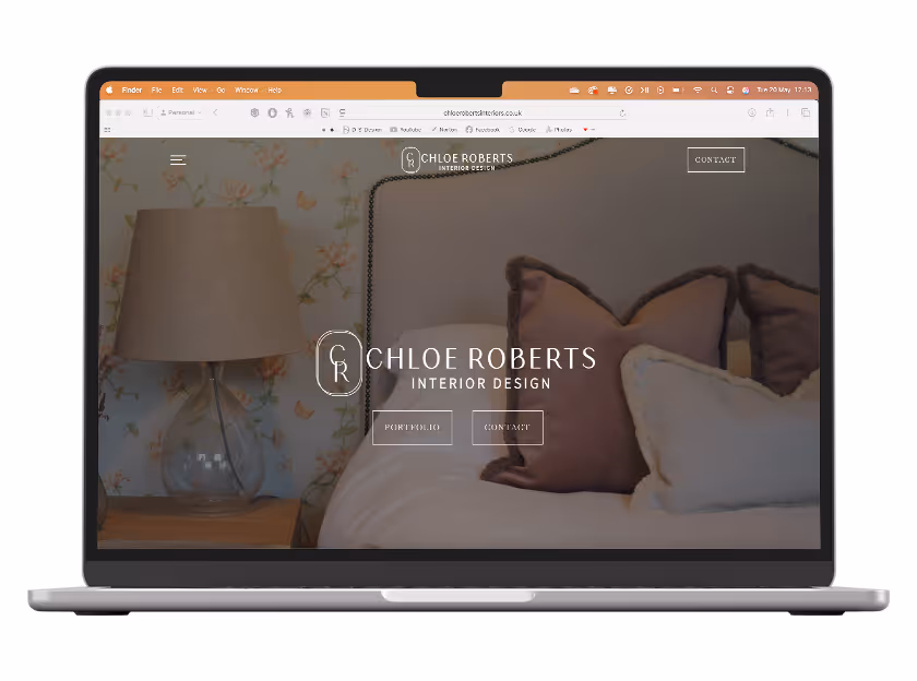 Mockup of the website of Chloe Roberts Interiors