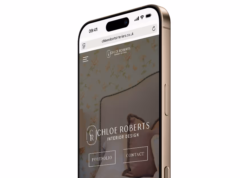 Mockup of the website of Chloe Roberts Interiors