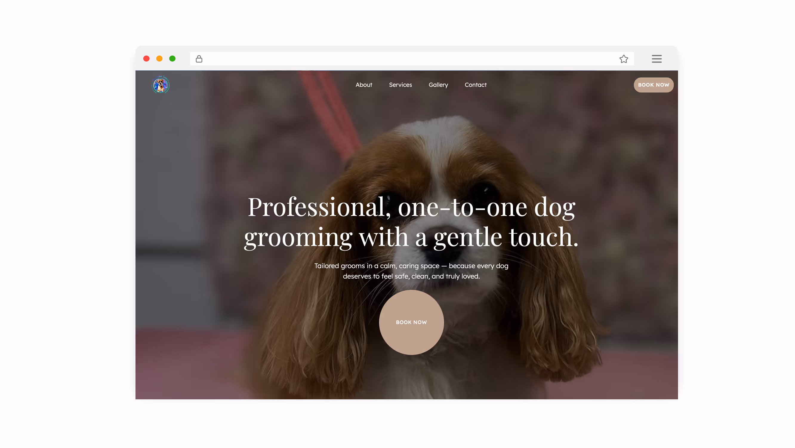 Mockup of the website of My Divine Canine