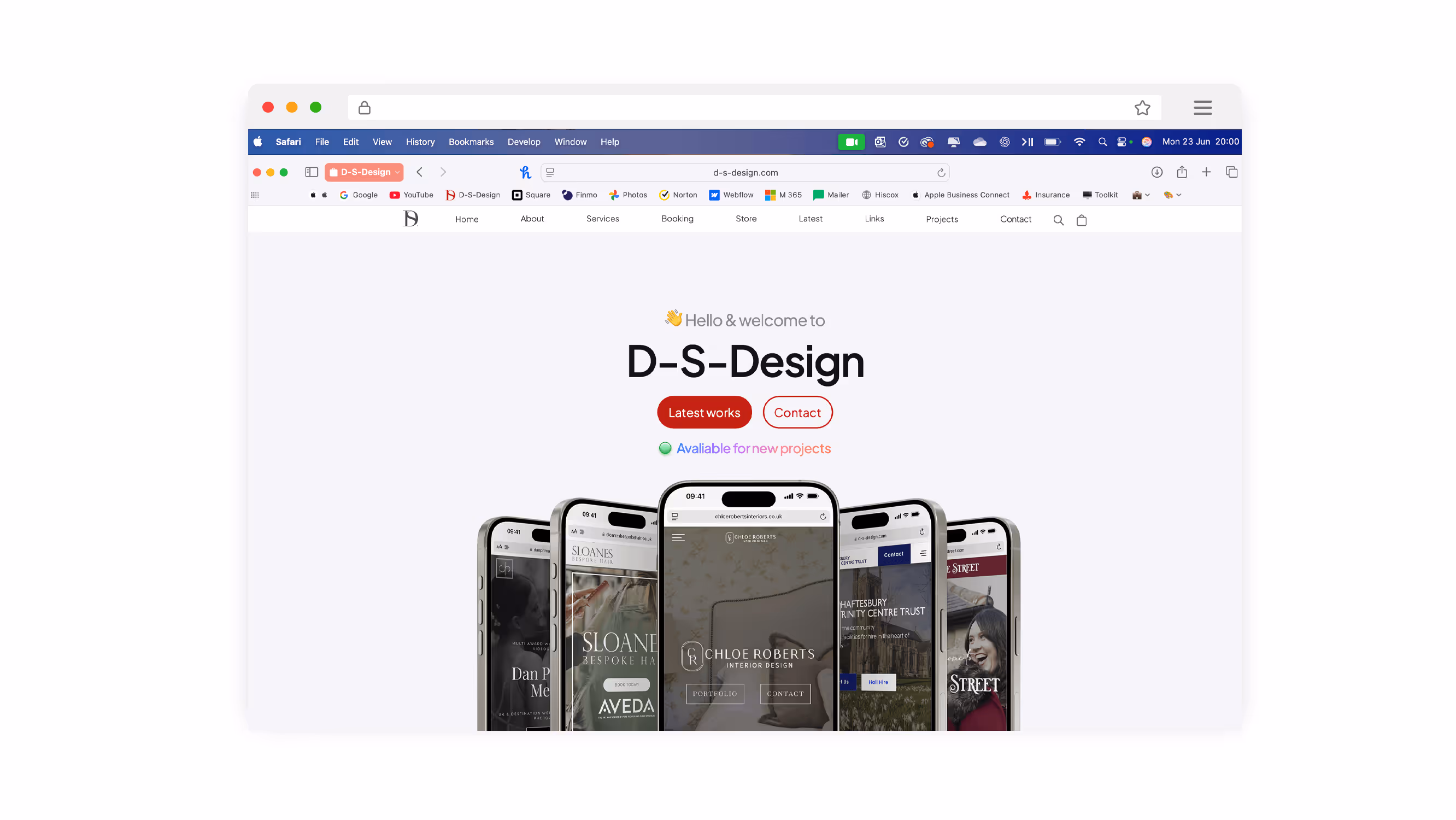 Mockup of the website of D-S-Design