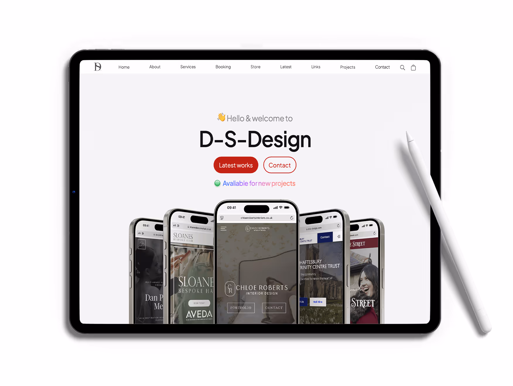 Mockup of the website of D-S-Design