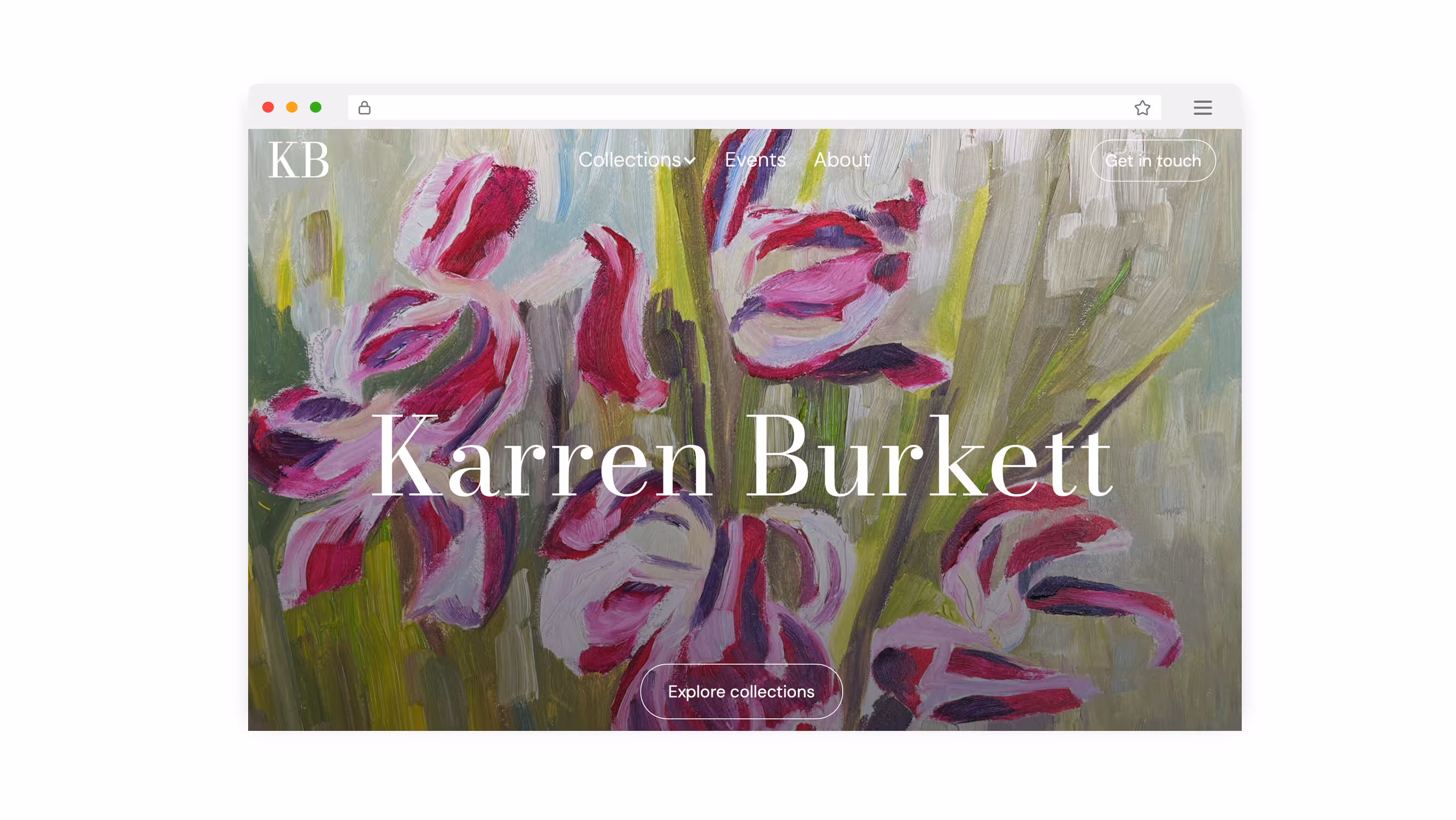 Mockup of the website of Karren Burkett Art