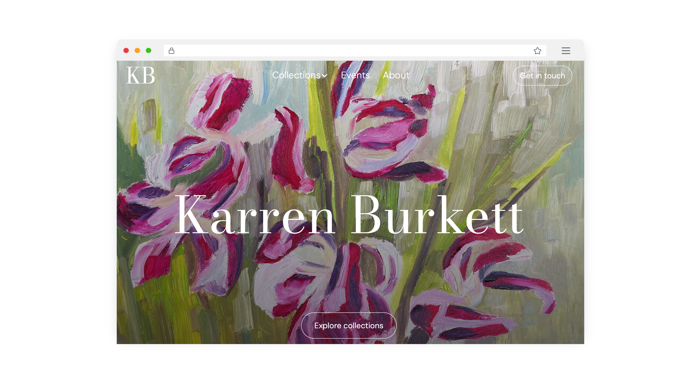 Mockup of the website of Karren Burkett Art