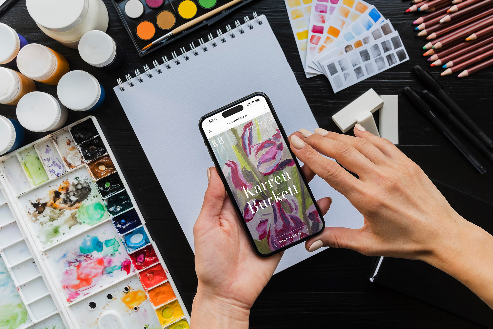 Mockup of the website of Karren Burkett Art
