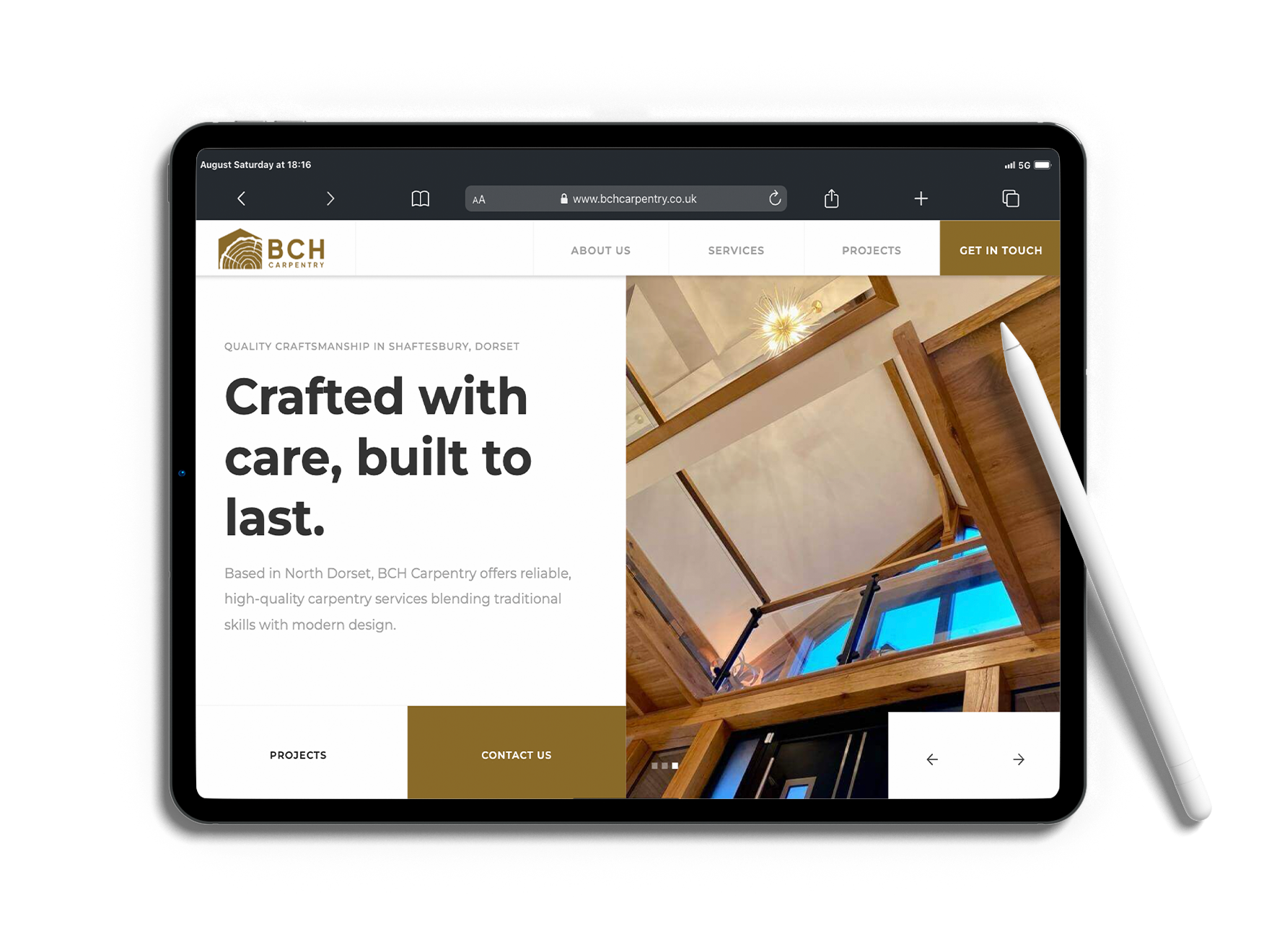 Mockups of the new BCH Carpentry website