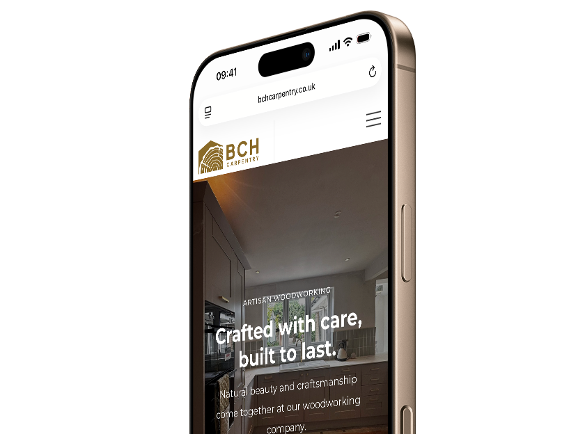Mockup of BCH Carpentry website homepage designed by D-S-Design