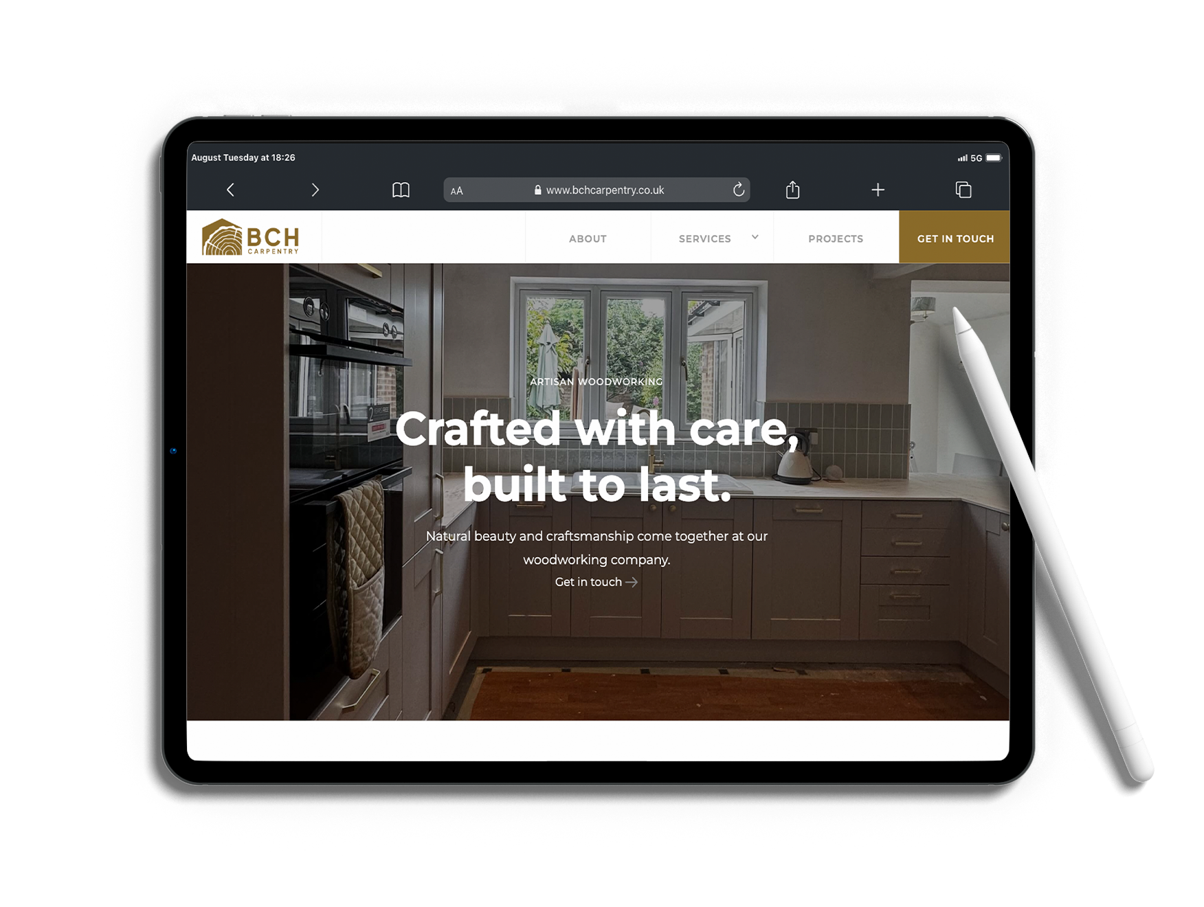 Mockup of BCH Carpentry website homepage designed by D-S-Design