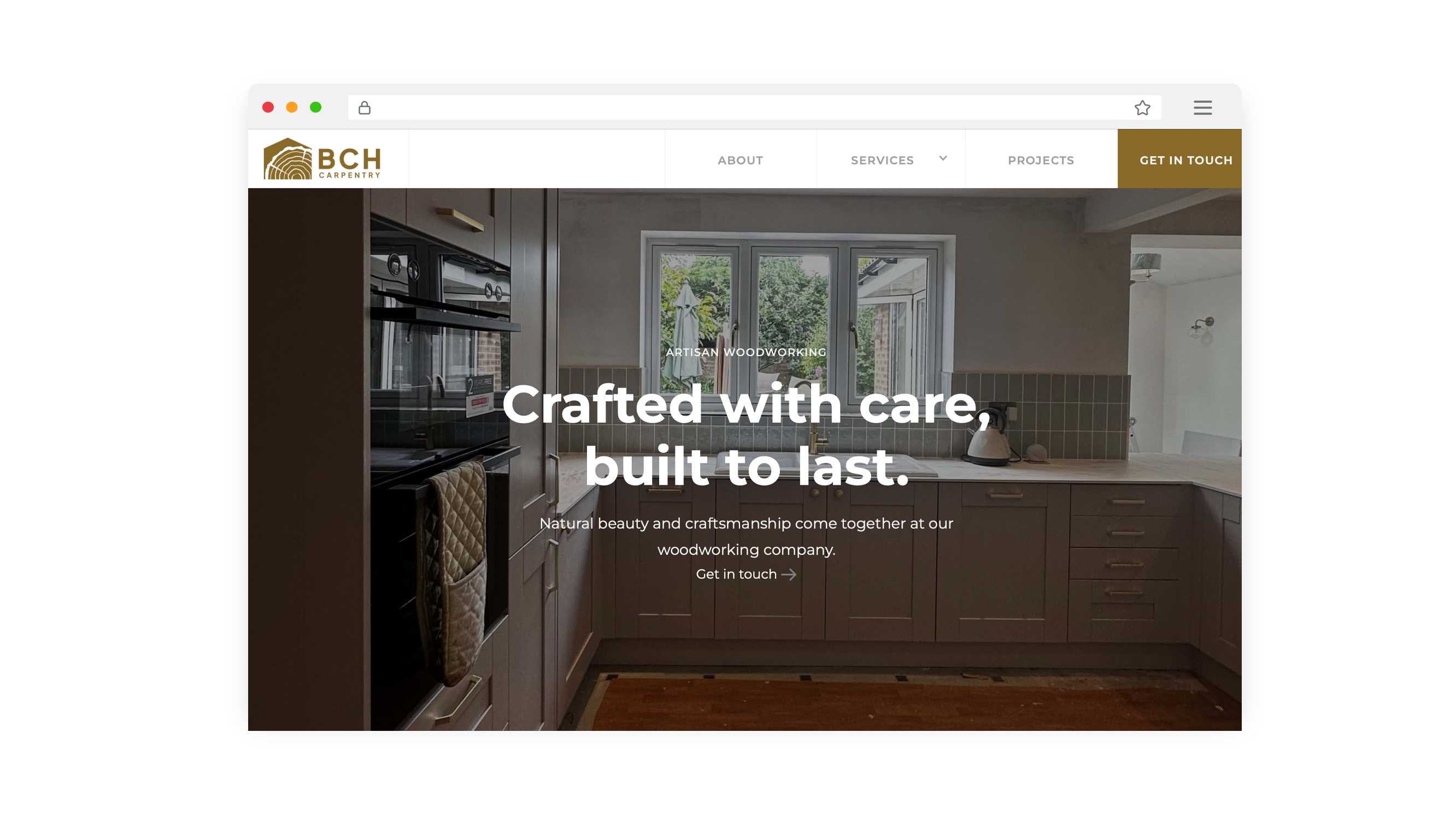 Mockup of BCH Carpentry website homepage designed by D-S-Design
