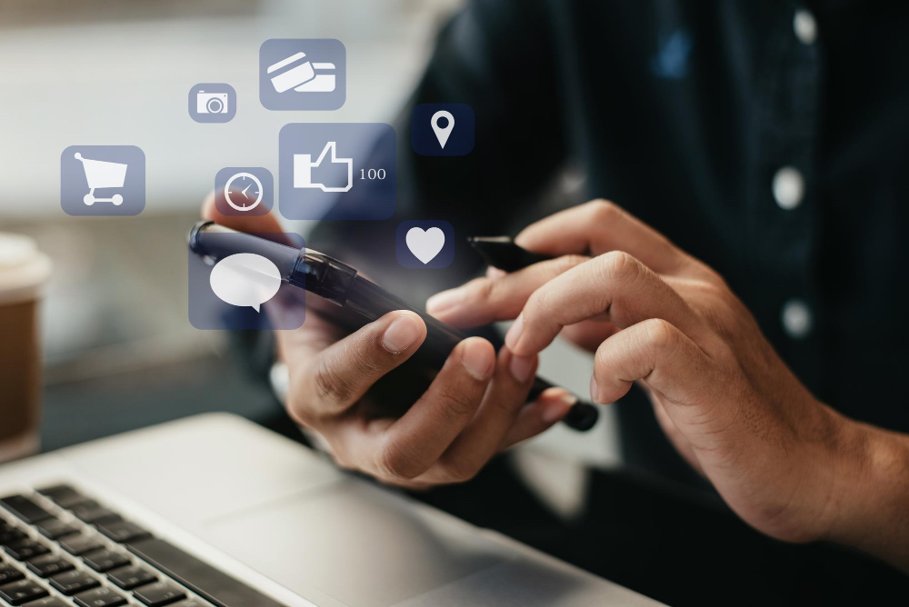 Branded social media grid with posts scheduled on a dashboard — social media management service.
